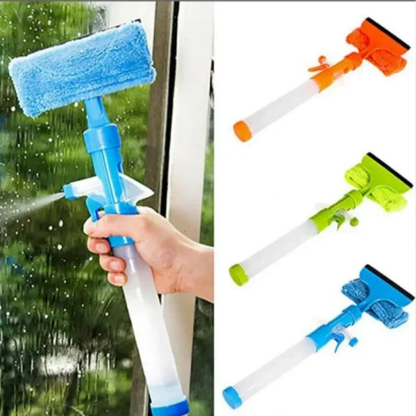 3 In 1 Fiber Wiper Sprayer Wash, Wipe And Soak | Window Squeegee Kit, Cleaning Tool With Detachable Microfiber Cloth Rubber Scraper & Sprayer, Portable Window Cleaner Combo For Car, (random Color)