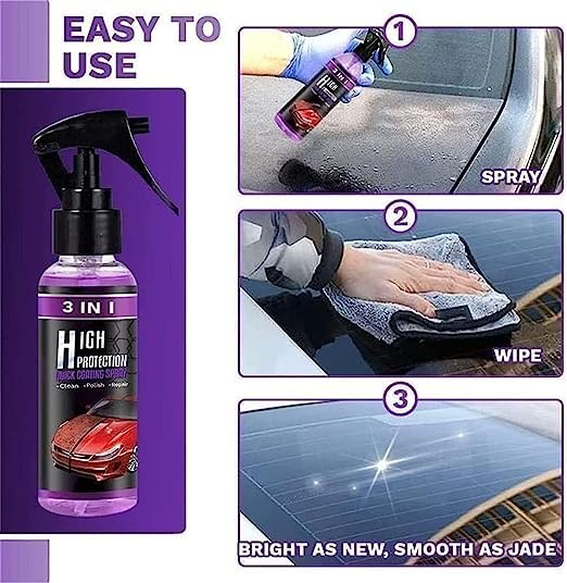 3 In 1 High Protection Quick Car Coating Spray, Ceramic Car Coating Spray Crystal Coating For Car (100 Ml)